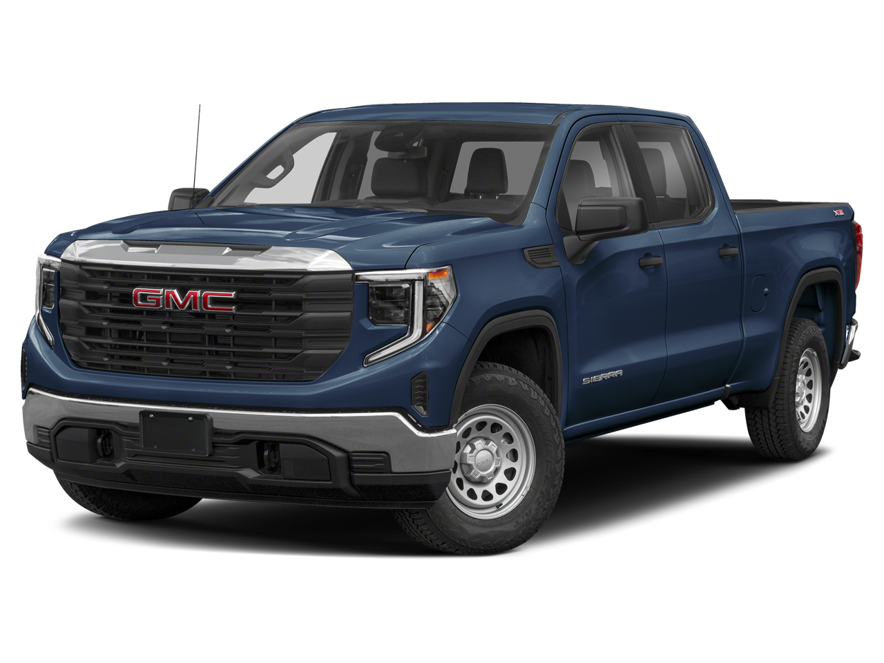 2024 GMC Sierra 1500 SLE in Downpour Metallic — front three-quarter view