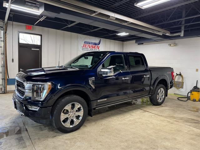 2022 Ford F-150 Platinum in Antimatter Blue Metallic — front three-quarter view