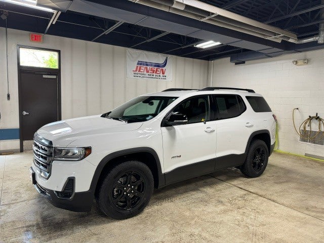 2023 GMC Acadia AT4 in Summit White — front three-quarter view