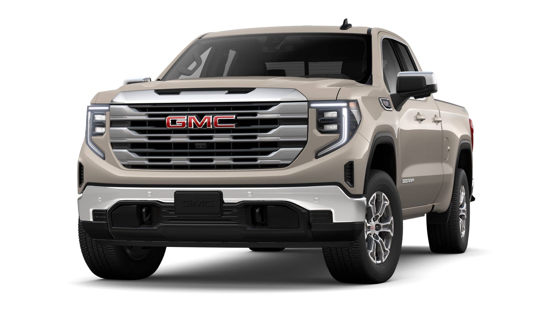 2026 GMC Sierra 1500 SLE in Coastal Dune — front three-quarter view