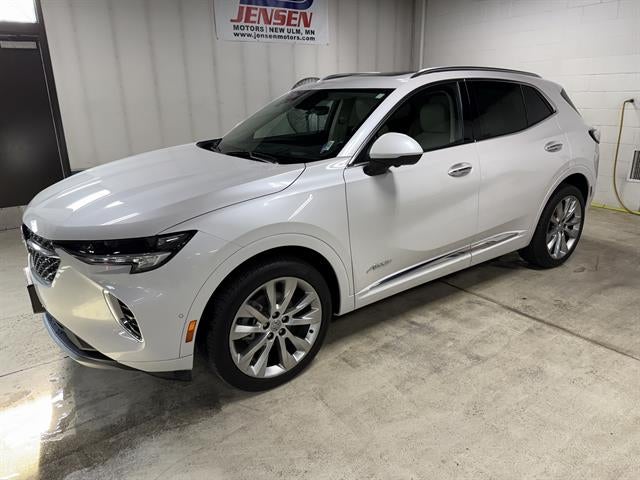 2023 Buick Envision Avenir in White Frost Tricoat — front three-quarter view